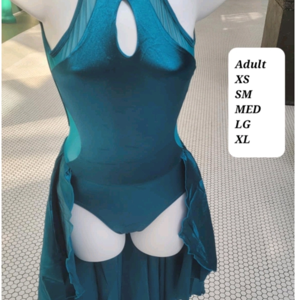 Teal Dance Outfit with Ruffle Skirt